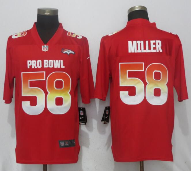 Men Denver Broncos #58 Miller Red New Nike Royal 2018 Pro Bowl Limited NFL Jerseys